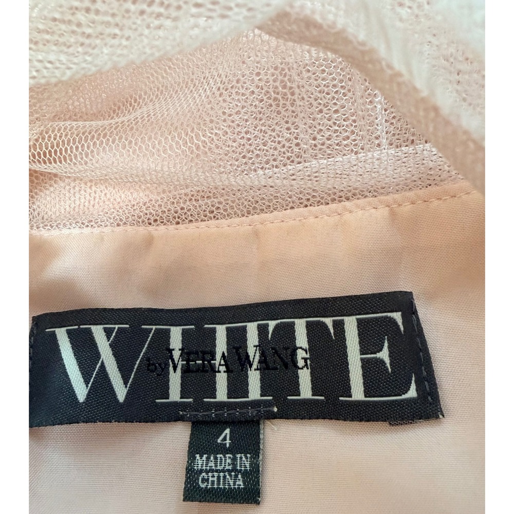 Vintage Vera Wang Pink Size 4 Tulle Ruched Illusion Cocktail Dress Formal - Picture 10 of 11
